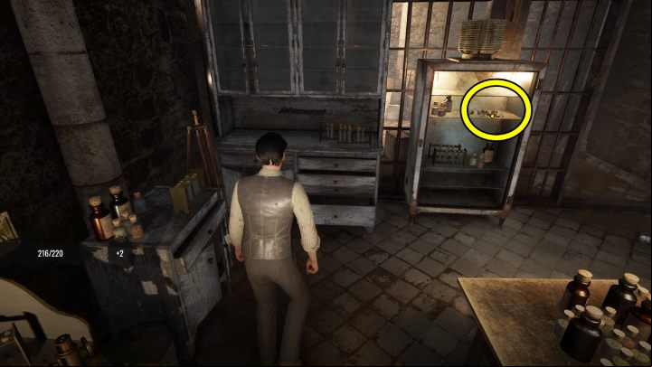 Enter the pharmacy (the entrance is on the left side of the corridor) and pick up the piece of paper from the desk next to the wall - Sherlock Holmes The Awakened: Chapter 3 - Edelweiss Institute - Chapter 3 - Edelweiss Institute - Sherlock Holmes The Awakened Walkthrough