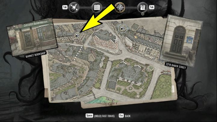 When you solve the first puzzle in the Mind Palace, the next place of investigation will be the bookshop - Sherlock Holmes The Awakened: Chapter 1, Barnes Bookshop - Chapter 1 - Baker Street - Sherlock Holmes The Awakened Walkthrough