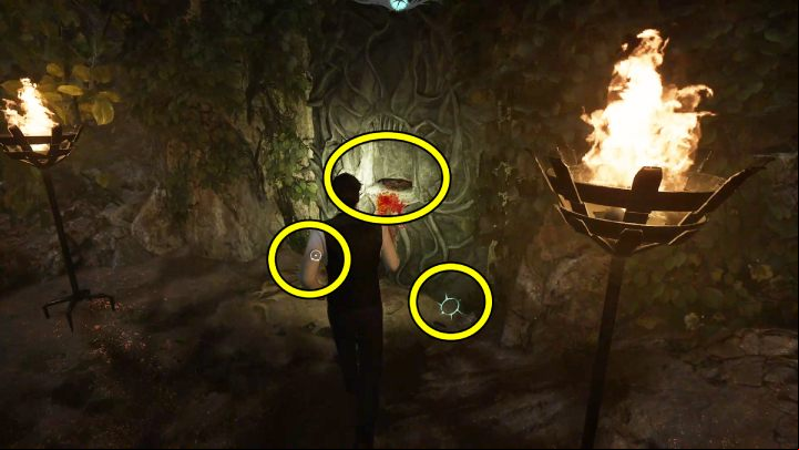 At the stone door, examine the traces on the ground on the right and left side and traces of blood - Sherlock Holmes The Awakened: The Swamp - Chapter 6 - Wetlands - Sherlock Holmes The Awakened Walkthrough