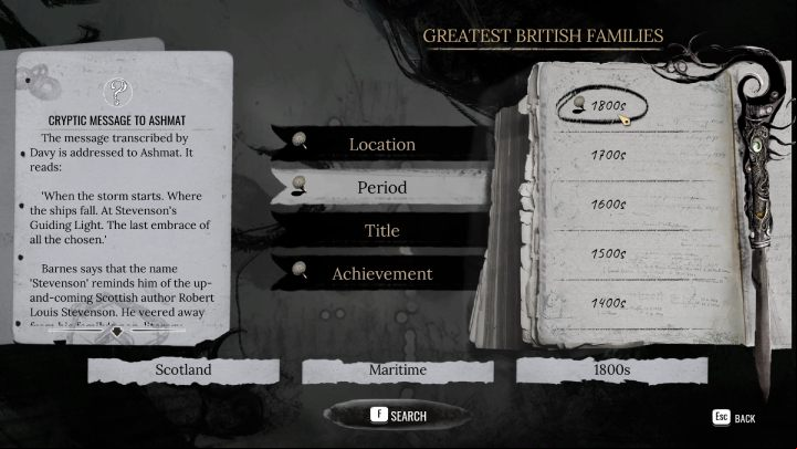 Open the Casebook, pin Cryptic Message to Ashmat and search the archives - Sherlock Holmes The Awakened: London - Chapter 7 - London - Sherlock Holmes The Awakened Walkthrough