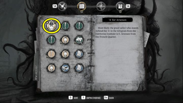 Pin the A for Ameson evidence and ask any person for directions - Sherlock Holmes The Awakened: New Orleans - Chapter 4 - New Orleans - Sherlock Holmes The Awakened Walkthrough