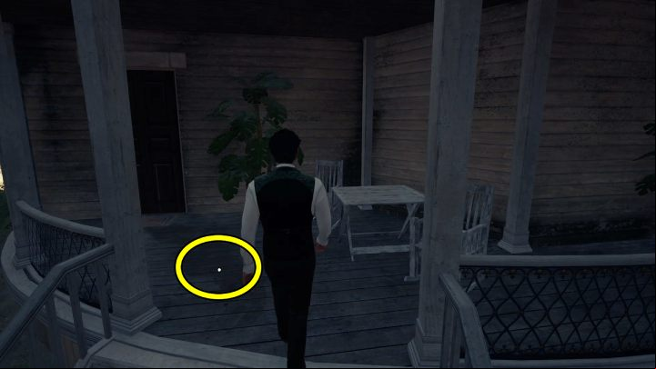 Exit the stable and follow the path on the right until you reach the back door of the mansion - Sherlock Holmes The Awakened: Garden of Arnesons Mansion - Chapter 5 - Arnesons Mansion - Sherlock Holmes The Awakened Walkthrough