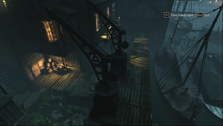 Set the cranes in the way shown on the picture - Green Dragon Tavern | Walkthrough - Infamy | Walkthrough - Sherlock Holmes: The Devils Daughter Game Walkthrough