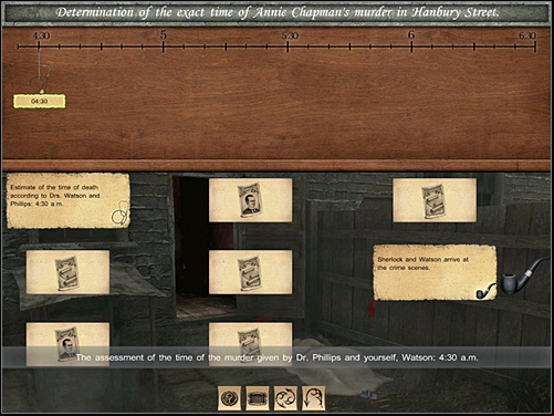 The first icon is the stethoscope - a symbol of Watson - Baker Street, 12 September 1888 - Walkthrough - Sherlock Holmes vs. Jack the Ripper - Game Guide and Walkthrough