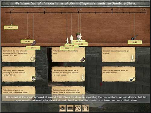 The last icon is the pipe - this is the time when Watson and Sherlock had arrived - Baker Street, 12 September 1888 - Walkthrough - Sherlock Holmes vs. Jack the Ripper - Game Guide and Walkthrough
