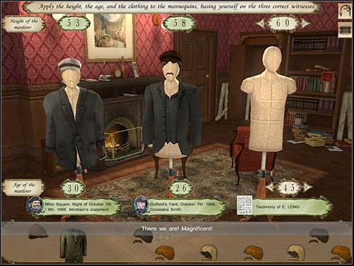The second dummy (according to the constable) must have a gray jacket with a vest, brown wig and a brown hat - Baker Street, 9th October 1888 - part 1 - Walkthrough - Sherlock Holmes vs. Jack the Ripper - Game Guide and Walkthrough