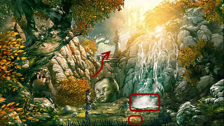 When Noah will cut himself, run through the brushwood near the waterfall and click the puddle - Chapter One | Walkthrough - Walkthrough - Silence: The Whispered World 2 Game Guide