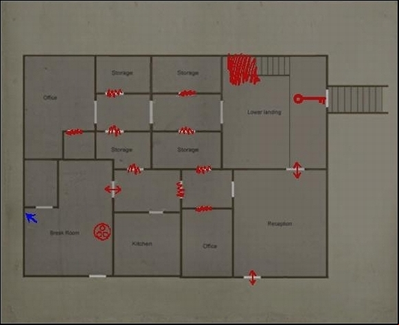 Take the Pistol Ammunition and go to the Office to take Health Drink and Turquoise from the basin - Silent Hill - Toluca Lake Offices - Silent Hill - Silent Hill: Homecoming - Game Guide and Walkthrough
