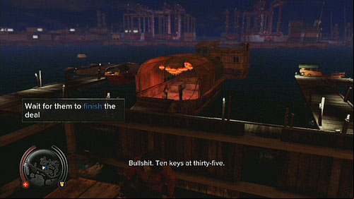 Later you have to climb up on the pointed boat, to make a photo of the gangster after the first shot - Popstar Lead 3 - Walkthrough - Sleeping Dogs - Game Guide and Walkthrough