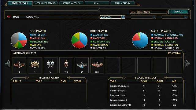 The players profile contains a lot of information about statistics - The players top - How to start? - Smite - Game Guide and Walkthrough