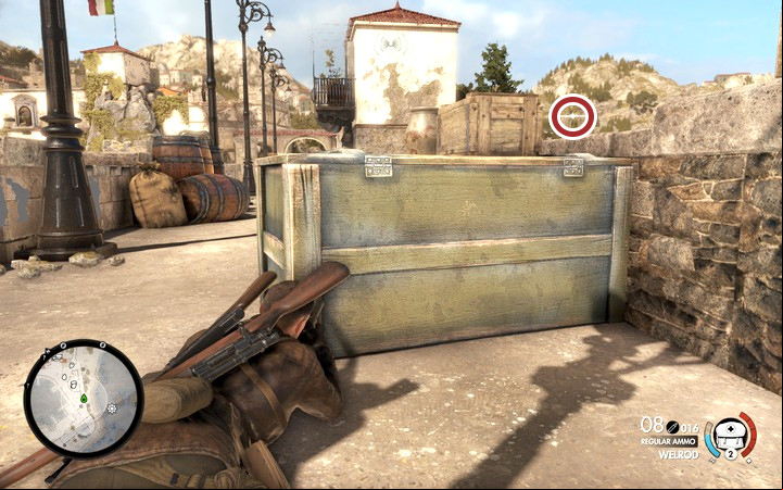 Hostile sniper located in the tower - Obtaining the sniper reports | Mission 2 Bitanti Village in Sniper Elite 4 - Mission 2: Bitanti Village - Sniper Elite 4 Game Guide