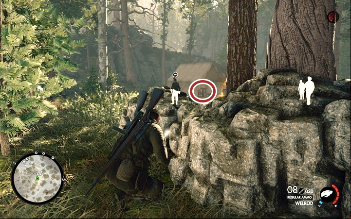 Distract two patrolmen by blowing up flammable objects, or kill them yourself - Blowing up the storage house | Mission 3 Regilino Viaduct in Sniper Elite 4 - Mission 3: Regilino Viaduct - Sniper Elite 4 Game Guide
