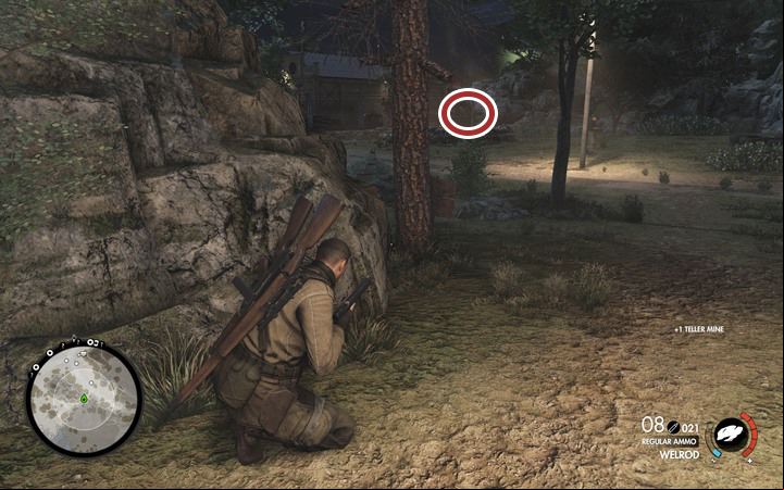In the wire fence on the side there is a - Kill the harbor master / the first floodlight | Mission 4 Lorino Dockyard - Mission 4: Lorino Dockyard - Sniper Elite 4 Game Guide