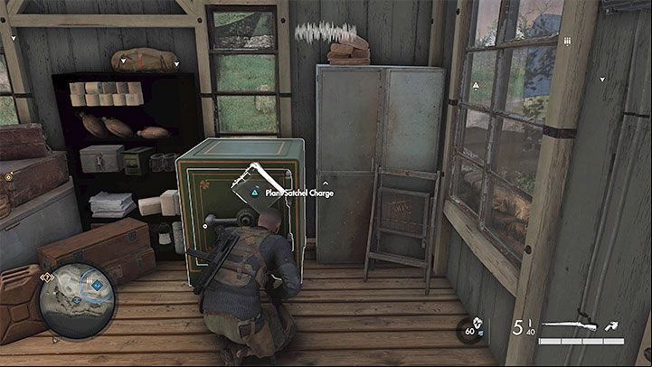After finding the explosive, you have to return to the safe and stand in the right place - Sniper Elite 5: Safes - how to open? - FAQ - Sniper Elite 5 Guide, Walkthrough