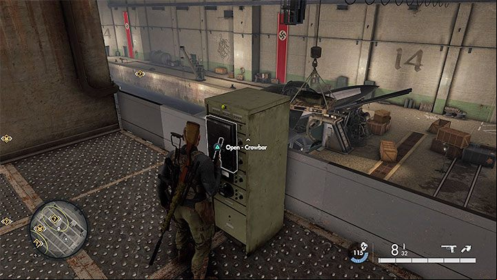Ultimately, try to use the ramps, stairs and ladders to reach the highest balconies from which you can see the individual moored U-Boots - Sniper Elite 5: Destroying the U-Boots and Kraken (Mission 8) - walkthrough - Mission 8 - Rubble and ruins - Sniper Elite 5 Guide, Walkthrough