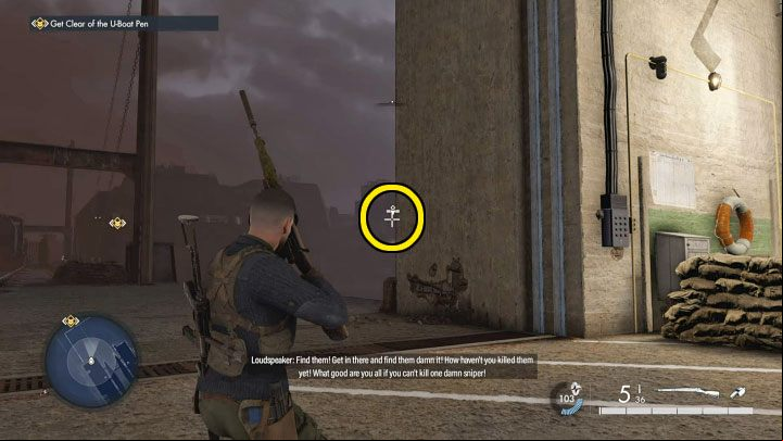 Use the northeast exit from the Kraken Dock - Sniper Elite 5: Destroying the U-Boots and Kraken (Mission 8) - walkthrough - Mission 8 - Rubble and ruins - Sniper Elite 5 Guide, Walkthrough