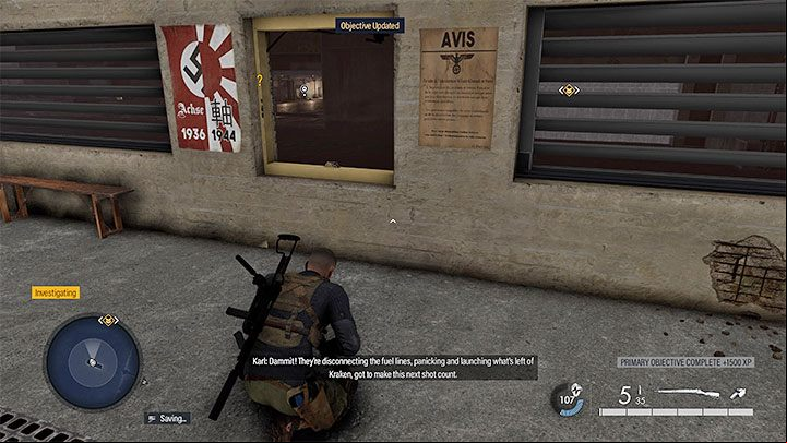 Head towards the eastern building - Sniper Elite 5: Destroying the U-Boots and Kraken (Mission 8) - walkthrough - Mission 8 - Rubble and ruins - Sniper Elite 5 Guide, Walkthrough