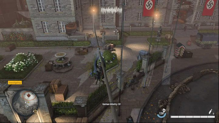 Get to the top floor of the destroyed building (while climbing, make a jump and grab the edge) - Sniper Elite 5: Mission 8 Kill List Target: Shinji Yoshikawa - walkthrough - Mission 8 - Rubble and ruins - Sniper Elite 5 Guide, Walkthrough