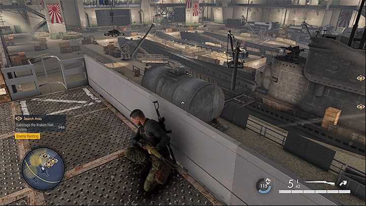 The base is a large location in the north-eastern corner of the map, but you can't reach it at first , because all surface pathways are blocked - Sniper Elite 5: Map of Mission 8 (Rubble and Ruin) and location description - Mission 8 - Rubble and ruins - Sniper Elite 5 Guide, Walkthrough