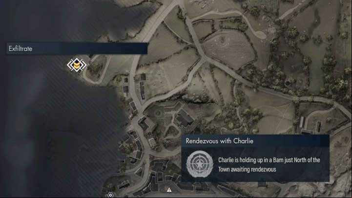 To finish the level, you have to reach the farm in the western part of the map (shown in the picture) - Sniper Elite 5: Meeting with Charlie and evacuating (mission 1) - walkthrough - Mission 1 - Atlantic Wall - Sniper Elite 5 Guide, Walkthrough