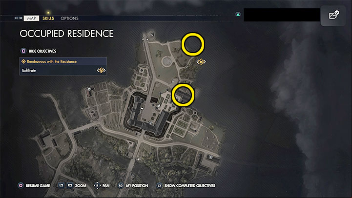 On your way to the exit from the map, pay attention to the two areas marked in the picture above - Sniper Elite 5: Evacuation (mission 2) - walkthrough - Mission 2 - Occupied Residence - Sniper Elite 5 Guide, Walkthrough