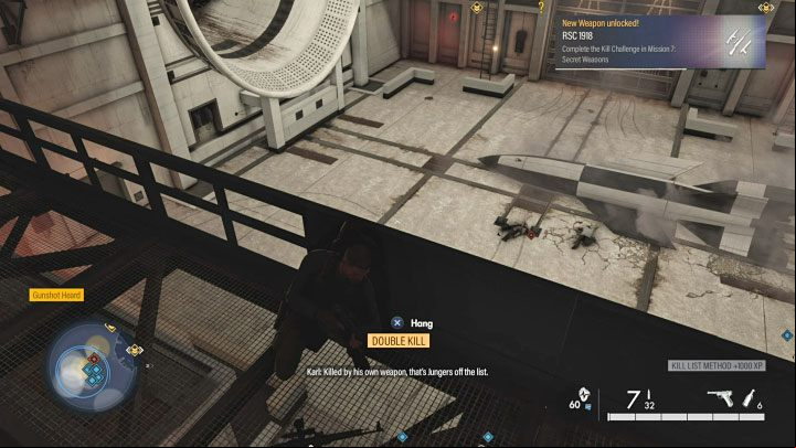 In order to successfully complete the assassination, you have to aim at the hook shown in picture 1 - Sniper Elite 5: Mission 7 Kill List Target, Christian Jungers - walkthrough - Mission 7 - Secret weapons - Sniper Elite 5 Guide, Walkthrough