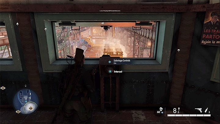 In the control room, get rid of the guard and sabotage the control console - Sniper Elite 5: Side missions from Mission 4 - walkthrough - Mission 4 - War Factory - Sniper Elite 5 Guide, Walkthrough