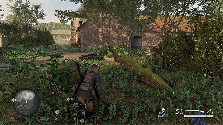 You can reach the eastern farm if you choose the right path - Sniper Elite 5: Mission 2 (Occupied Residence) map and description of the location - Mission 2 - Occupied Residence - Sniper Elite 5 Guide, Walkthrough