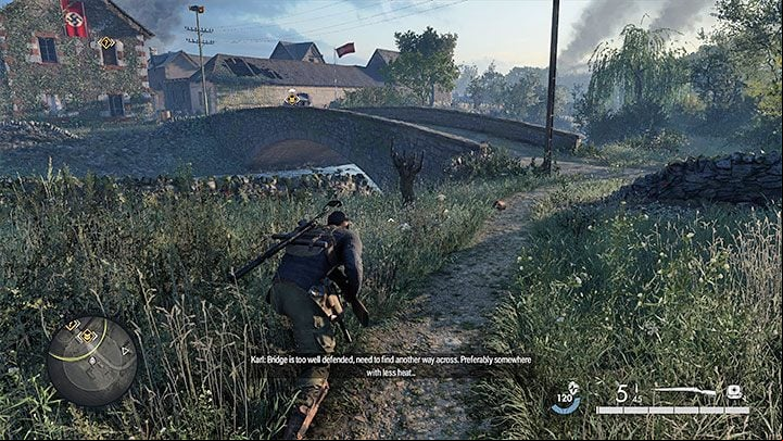 Taking over the southern town is the first mandatory objective of the mission - Sniper Elite 5: Mission 6 (Liberation) map and location description - walkthrough - Mission 6 - Liberation - Sniper Elite 5 Guide, Walkthrough