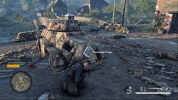 Sneak up on the vehicle from the east side - Sniper Elite 5: Liberating the southern town (mission 6) - walkthrough - Mission 6 - Liberation - Sniper Elite 5 Guide, Walkthrough