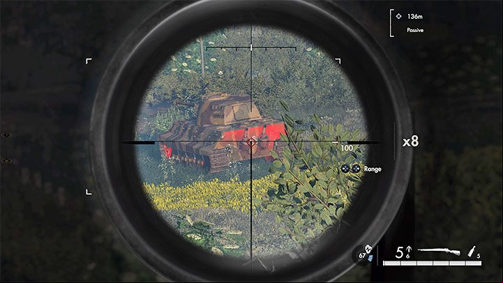 There's a tank patrolling the area near two of the AA guns, which can make destroying them difficult - Sniper Elite 5: Side missions from mission 6 - walkthrough - Mission 6 - Liberation - Sniper Elite 5 Guide, Walkthrough