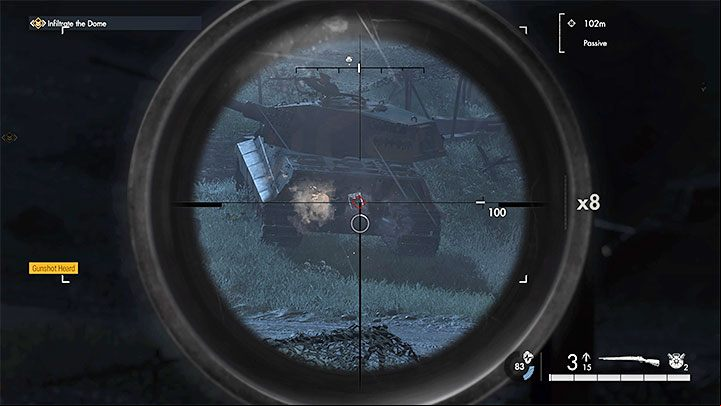 The two tanks guarding the area south of the outpost pose a bigger issue - Sniper Elite 5: By the outposts (mission 7) - walkthrough - Mission 7 - Secret weapons - Sniper Elite 5 Guide, Walkthrough
