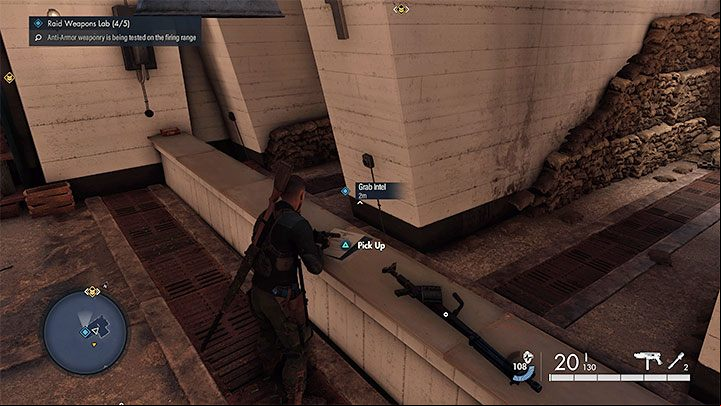 The final piece is in the shooting range on the bottom level, next to anti-tank weapon - Sniper Elite 5: Optional missions in Mission 7 - walkthrough, solution - Mission 7 - Secret weapons - Sniper Elite 5 Guide, Walkthrough