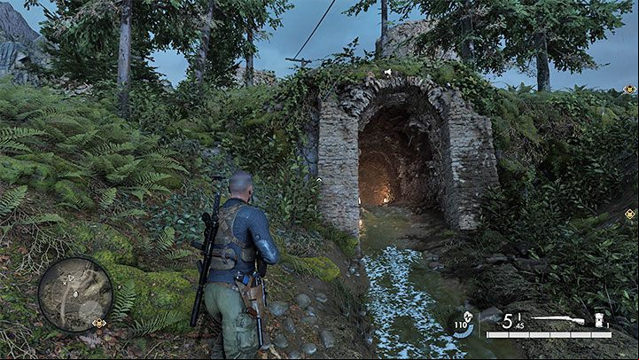 Another way is to explore the area under the eastern walls of the castle - Sniper Elite 5: Optional missions in Mission 7 - walkthrough, solution - Mission 7 - Secret weapons - Sniper Elite 5 Guide, Walkthrough
