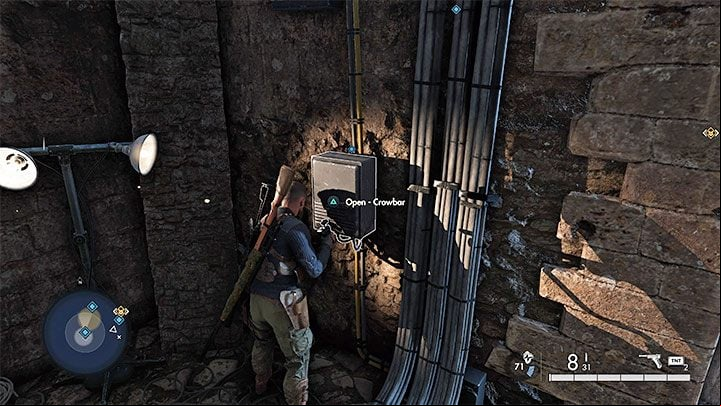 The generator you're looking for is on the ground floor of the tower - Sniper Elite 5: Optional missions in Mission 7 - walkthrough, solution - Mission 7 - Secret weapons - Sniper Elite 5 Guide, Walkthrough