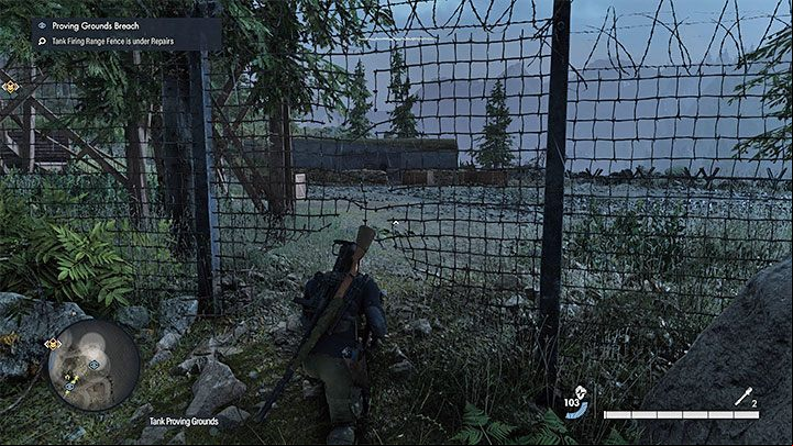 In three different parts of the map the fence is weakened and can be cut open with bolt cutters - Sniper Elite 5: Mission 7 (Secret Weapons) map and location description - walkthrough - Mission 7 - Secret weapons - Sniper Elite 5 Guide, Walkthrough