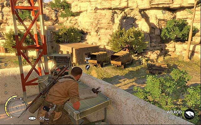The document in located on the roof of one of the east buildings - Reaching the central part of the map - Mission 3 - Halfaya - Sniper Elite III: Afrika - Game Guide and Walkthrough