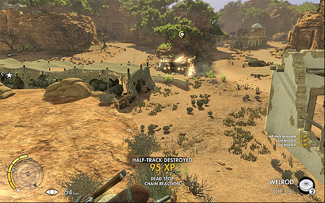 A landmine is the best method of destroying the halftrack - Destroying the second rocket launcher - Mission 6 - Kasserine - Sniper Elite III: Afrika - Game Guide and Walkthrough