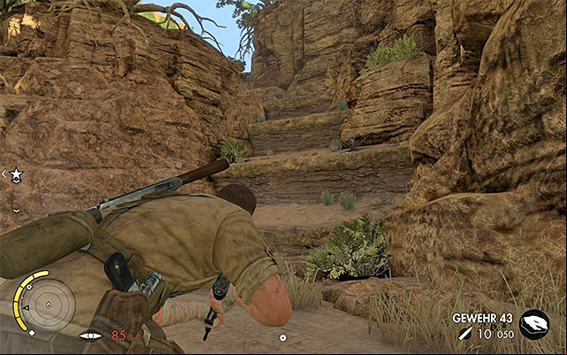 The variant that I suggest assumes that you climb the Southern hill that neighbors Vahlens command center - Getting to Vahlens command center - Mission 6 - Kasserine - Sniper Elite III: Afrika - Game Guide and Walkthrough