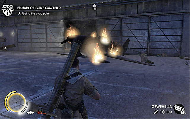 The ending point for the mission - Reaching the extraction point - Mission 7 - Pont Du Fahs Airfield - Sniper Elite III: Afrika - Game Guide and Walkthrough