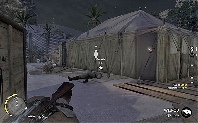 Stop the enemy patrolling the camp and run through his body - War Diaries - Collectibles - Mission 2 - Sniper Elite III: Afrika - Game Guide and Walkthrough