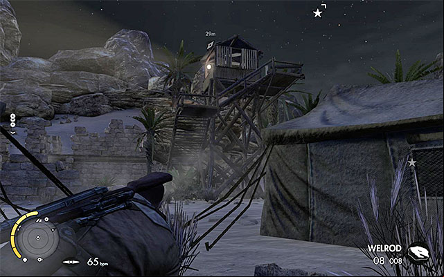 The sniper nest is in the tower with the spotlight - Long Shots - Collectibles - Mission 2 - Sniper Elite III: Afrika - Game Guide and Walkthrough