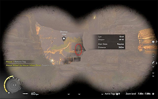 After you take your position in the nest, aim the sniper rifle at the enemy several hundred meters away from you, to the West - Long Shots - Collectibles - Mission 3 - Sniper Elite III: Afrika - Game Guide and Walkthrough