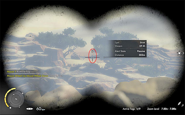 After you take your position in the nest, aim the sniper rifle at the enemy several hundred meters away - Long Shots - Collectibles - Mission 5 - Sniper Elite III: Afrika - Game Guide and Walkthrough