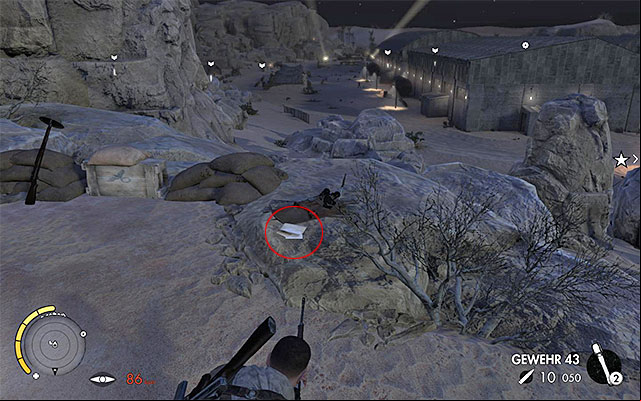 Examine the rocks to the right of the spot, where you unlock the sniper nest - War Diaries - Collectibles - Mission 7 - Sniper Elite III: Afrika - Game Guide and Walkthrough