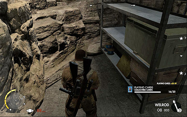 take a look around near one of the shelves - Collectible Cards - Collectibles - Mission 8 - Sniper Elite III: Afrika - Game Guide and Walkthrough