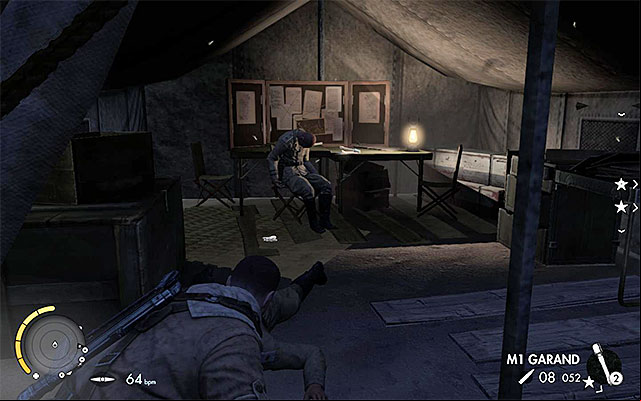 Those tents hold two new documents. - Eliminating the first enemy officer - Mission 2 - Gaberoun - Sniper Elite III: Afrika - Game Guide and Walkthrough