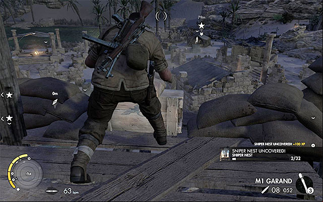Stay on the mountain , first heading towards North-East and then turning to East - Eliminating the first enemy officer - Mission 2 - Gaberoun - Sniper Elite III: Afrika - Game Guide and Walkthrough