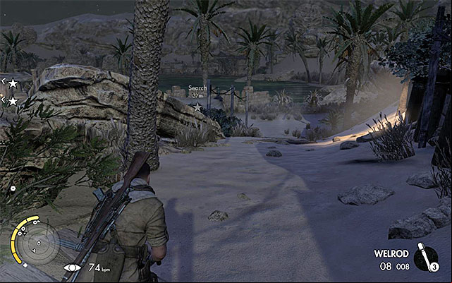 Using the south age is the safest approach. - Eliminating the first enemy officer - Mission 2 - Gaberoun - Sniper Elite III: Afrika - Game Guide and Walkthrough