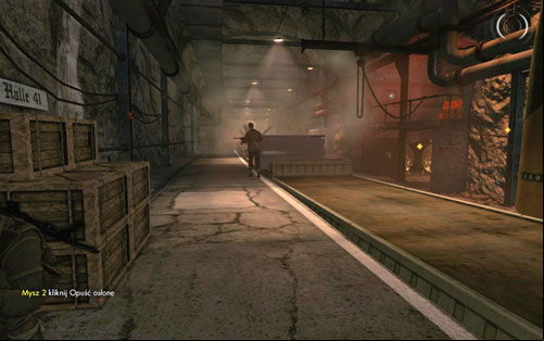 Wait for another sound and eliminate the guard leaning against the barrier - theres a chance he can be noticed by two other soldiers - in such case, when one of them (or both) head up the stairs, use this fact and kill them as well - Mission 2 - Mittelwerk Facility - p. 2 - Walkthrough - Sniper Elite V2 Game Guide & Walkthrough